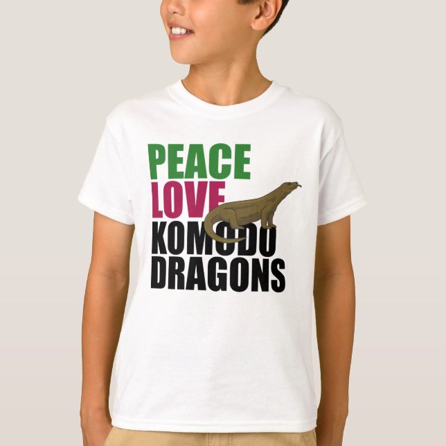 Camiseta Peace Love Komodo Dragons Niños (Anverso)