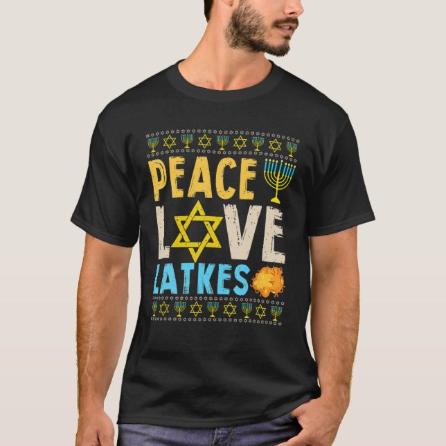 Camiseta Peace Love Latkes Funny Hanukkah Chanukah Jewish C (Anverso)