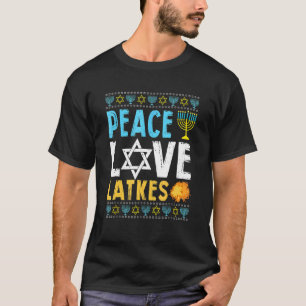 Camiseta Peace Love Latkes Hanukkah Chanukah Jewish
