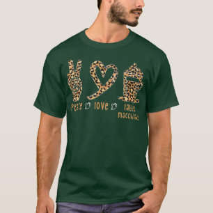 Camiseta Peace Love Latte Macchiato Cute Leopard Print Coff