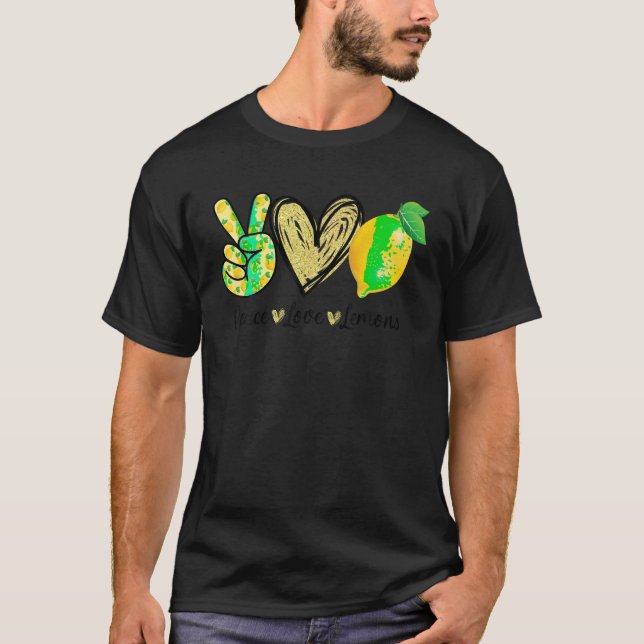 Camiseta Peace Love Lemon Farmer Cocktails Lover Fruits Wom (Anverso)