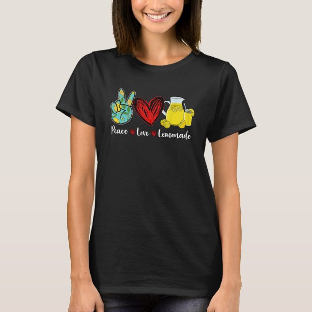Camiseta Peace Love Lemonade Yellow Lemon Mujeres Hombres C (Anverso)