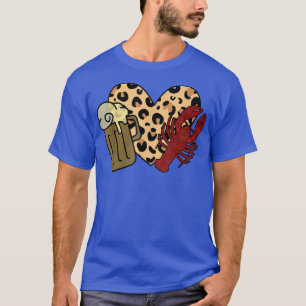 Camiseta Peace Love Leopard Crawfish and Beer Boil Crawfish