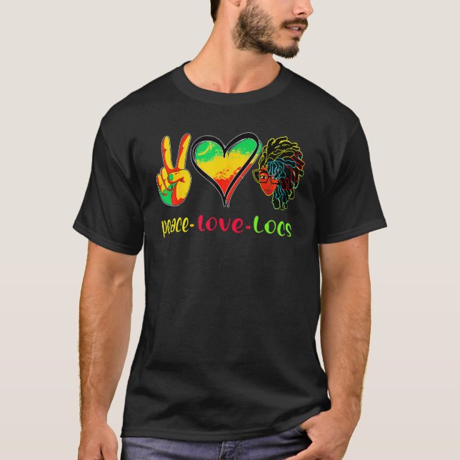 Camiseta Peace Love Locs Black History Month African Woman_ (Anverso)