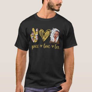 Camiseta Peace Love Locs Natural Hair Locs Pelo Negro Chica