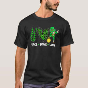 Camiseta Peace Love Luck Irish Shamrock Leprechaun St Patri