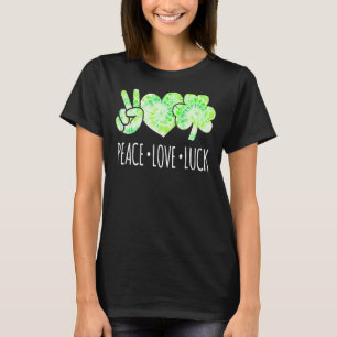 Camiseta Peace Love Luck Peace Heart Shamrock St Patrick S