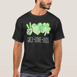 Camiseta Peace Love Luck Peace Heart Shamrock St Patrick S