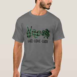 Camiseta Peace Love Luck Peace Heart Shamrock St Patrick's