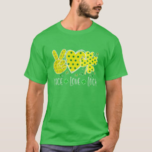 Camiseta Peace Love Luck Peace Heart Shamrock St Patrick's