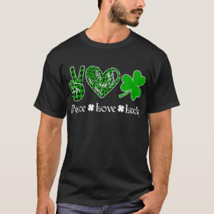 Camiseta Peace Love Luck  Peace Heart Shamrock St Patrick's