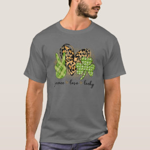 Camiseta Peace Love Lucky Leopard Heart Shamrock Irish St P