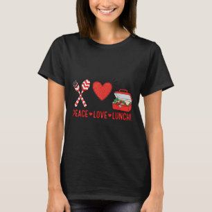Camiseta Peace Love Lunch Lady Apreciación Box Back to Sch