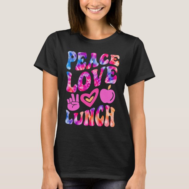 Camiseta PEACE LOVE LUNCH Lady Retro Cafeteria Groovy 100 D (Anverso)