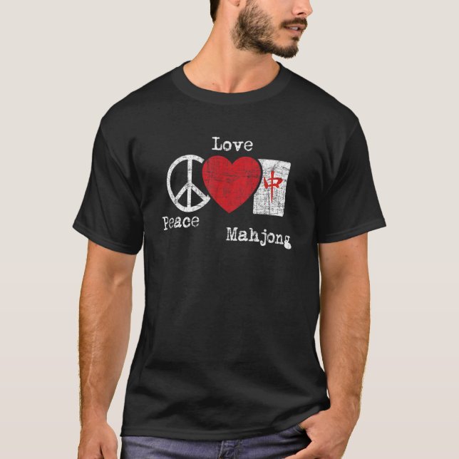 Camiseta Peace Love Mahjong Gambling Casino Player Chinese (Anverso)