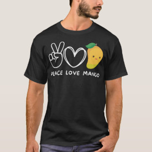 Camiseta Peace Love Mango Retro Mango Lover Fruto Lover