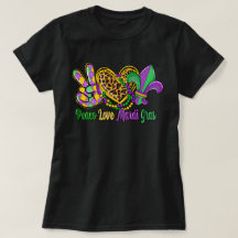 🎭 Peace Love Mardi Gras T-Shirt - Festividad y Di