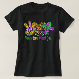 Camiseta 🎭 Peace Love Mardi Gras T-Shirt - Festividad y Di