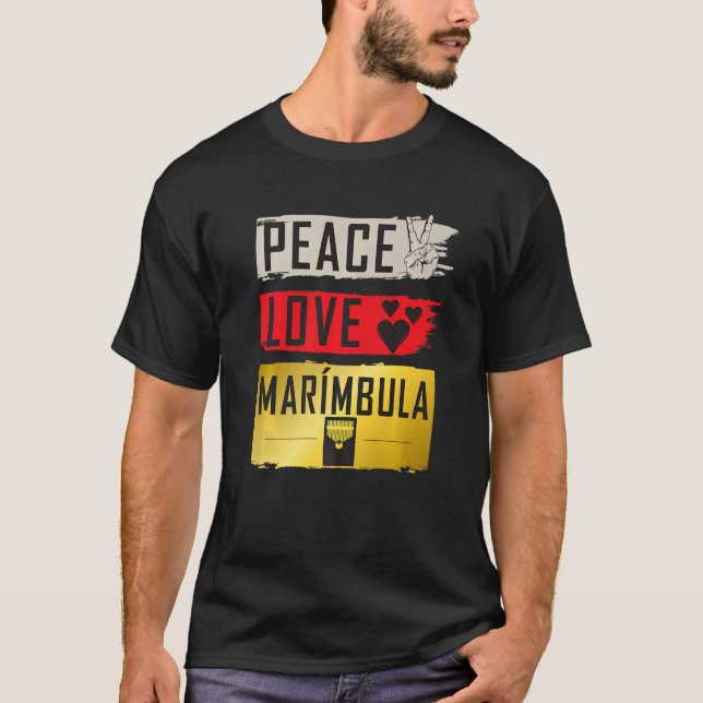 Camiseta Peace Love Marímbula Musical Instrument Marímbula  (Anverso)