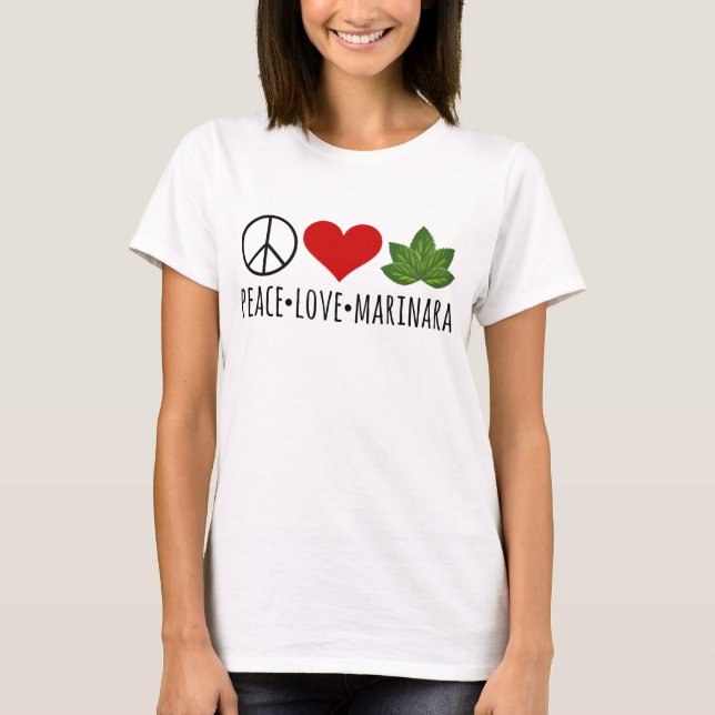 Camiseta Peace Love Marinara Basil deja racimo (Anverso)