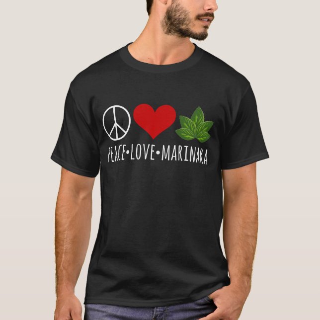 Camiseta Peace Love Marinara Basil deja racimo (Anverso)
