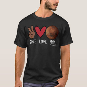 Camiseta Peace Love Mars Black Peace Sign Hand Black Occupy