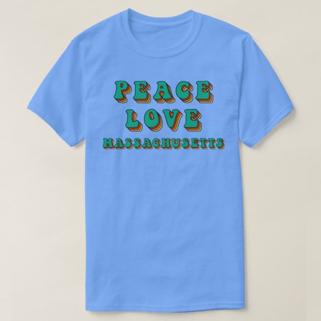 Camiseta Peace Love Massachusetts (Diseño del anverso)