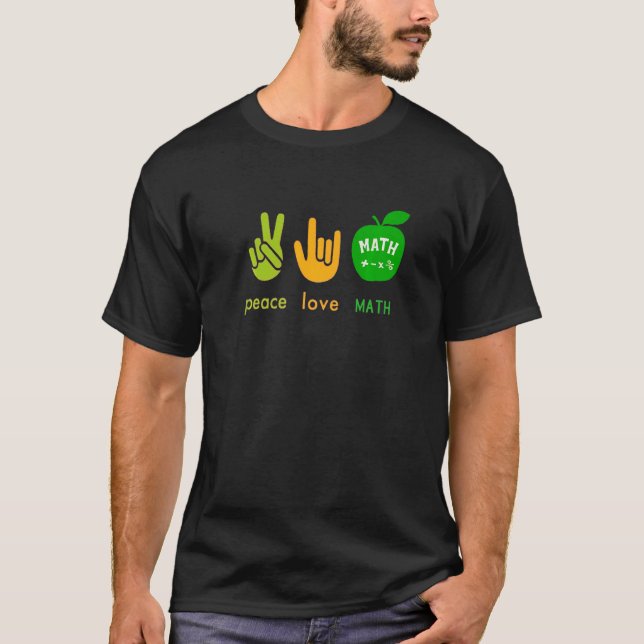 Camiseta Peace Love Math Fingers Hand Sign Painter Math Tea (Anverso)