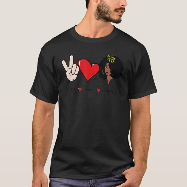 Camiseta Peace Love Melanin Black History Month BLM Afro Qu (Anverso)