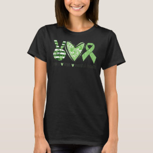 Camiseta Peace Love Mental Health Awareness Green Ribbon