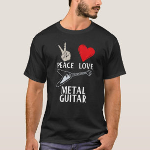 Camiseta Peace Love Metal Guitar Music Guitar Instrument Mu