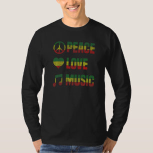 Camiseta Peace Love Music Reggae Peace Love Hippiness