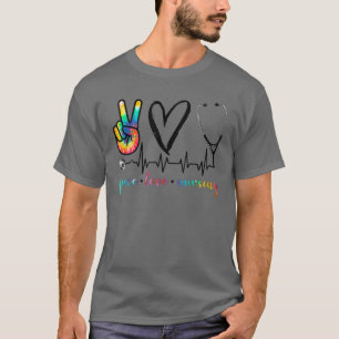 Camiseta Peace Love Nurse Tie Dye