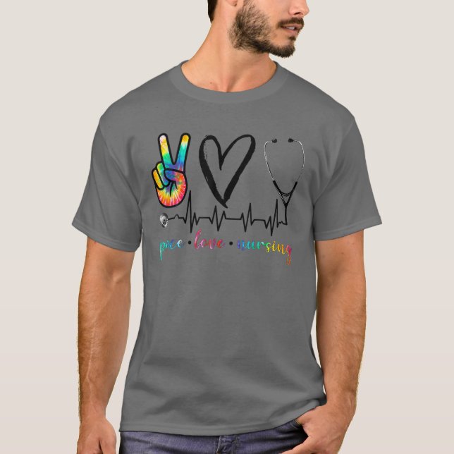 Camiseta Peace Love Nurse Tie Dye (Anverso)