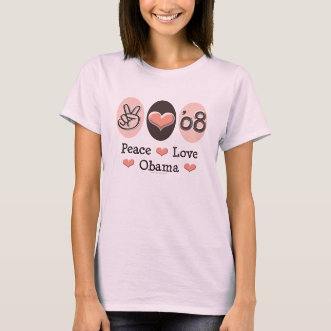 Camiseta Peace Love Obama 08 Organic Tee (Anverso)