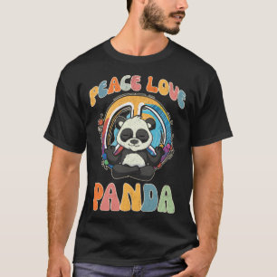 Camiseta Peace Love Panda Hippie Yoga Bamboo Meditación Hu