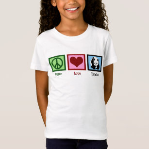 Camiseta Peace Love Pandas Cute Zoo Kids