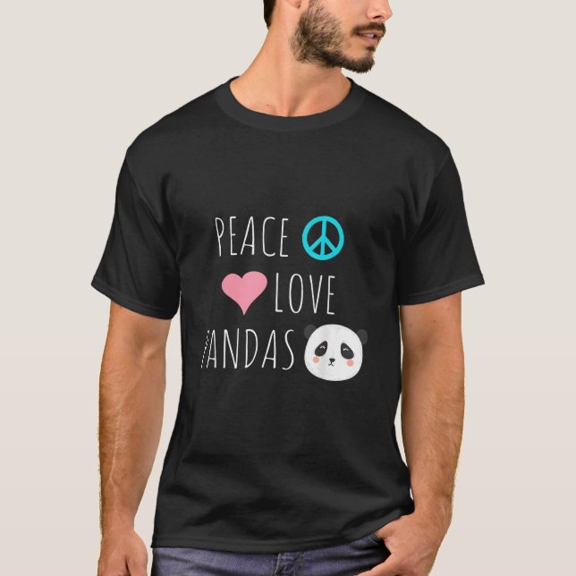 Camiseta Peace Love Pandas Panda Bear Animal Pet Love (Anverso)