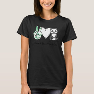 Camiseta Peace Love Pandas Peace Hand Rótulo Pandas Animal