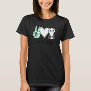 Camiseta Peace Love Pandas Peace Hand Rótulo Pandas Animal