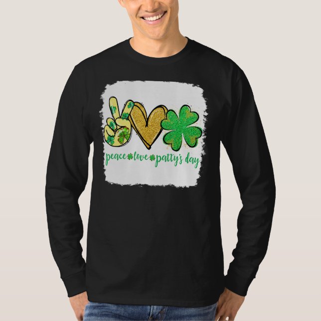 Camiseta Peace Love Patty S Day St Patrick S Day Bleached (Anverso)