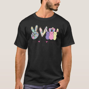 Camiseta Peace Love Pe Eps Heart Cute Easter Bunny Happy Ea