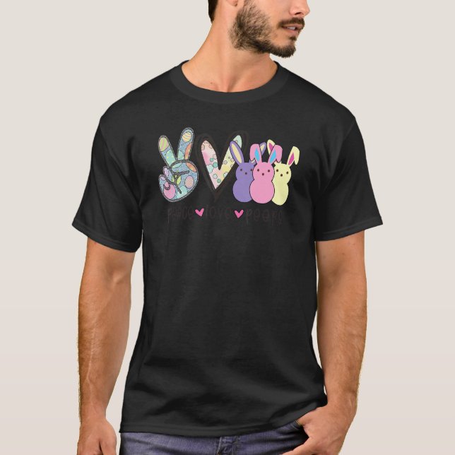 Camiseta Peace Love Pe Eps Heart Cute Easter Bunny Happy Ea (Anverso)