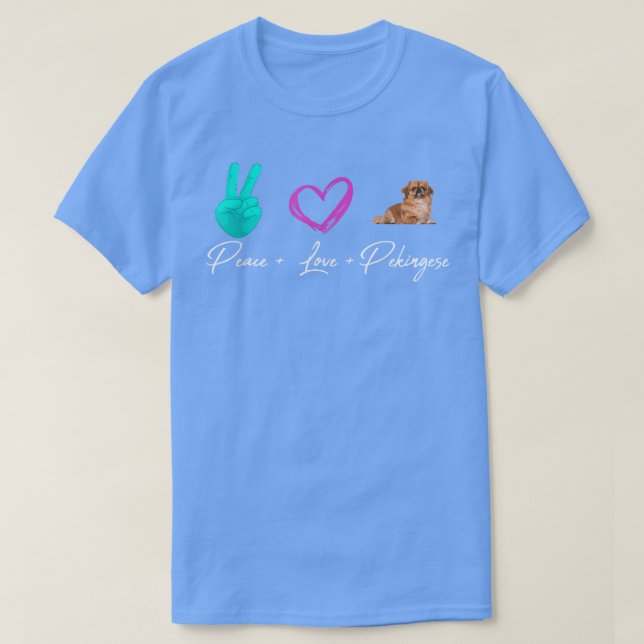 Camiseta Peace Love Pekingese Funny Dog Dueño  (Diseño del anverso)