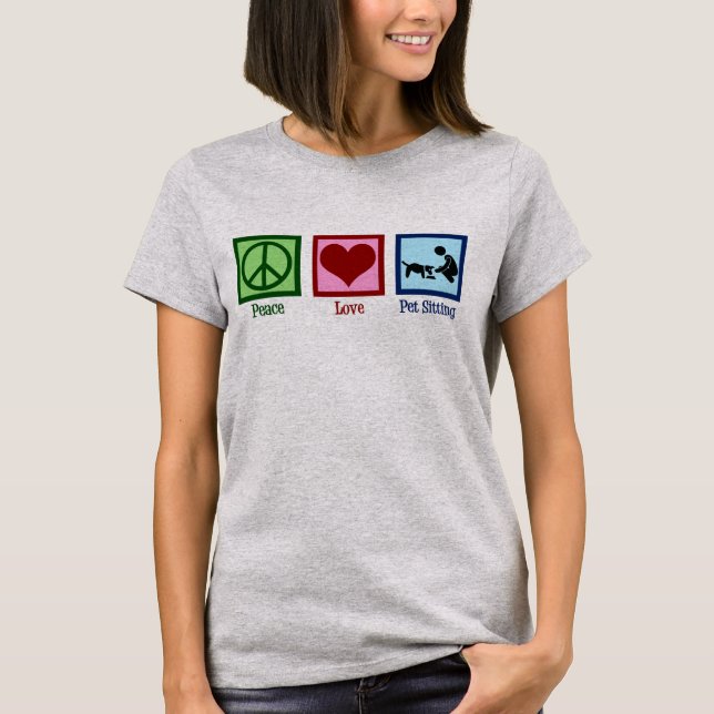 Camiseta Peace Love Pet Sitting Dog Walking Service (Anverso)