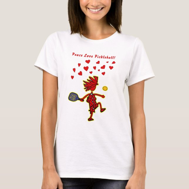 Camiseta Peace Love Pickleball Valentine T-Shirt (Anverso)