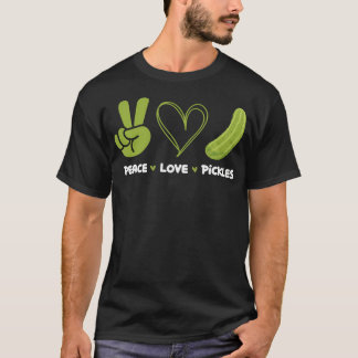Camiseta Peace Love Pickles - Amante del Pepino en Escabech