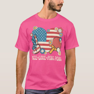 Camiseta Peace Love Ping Pong Bandera Americana Mesa Patrió
