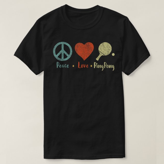 Camiseta Peace Love Ping Pong Table Tennis Player Retro Vin (Diseño del anverso)