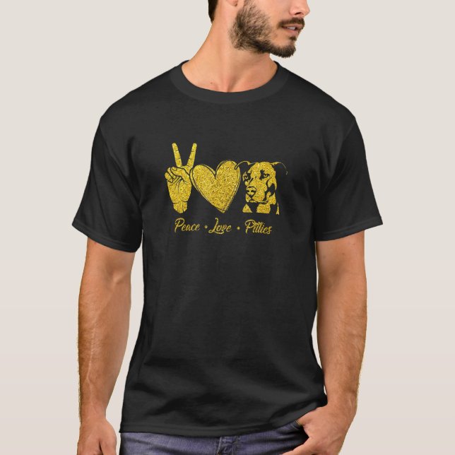 Camiseta Peace Love Pitbulls Cute Dog Animal (Anverso)